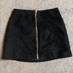 Suede miniskirt with gold zipper